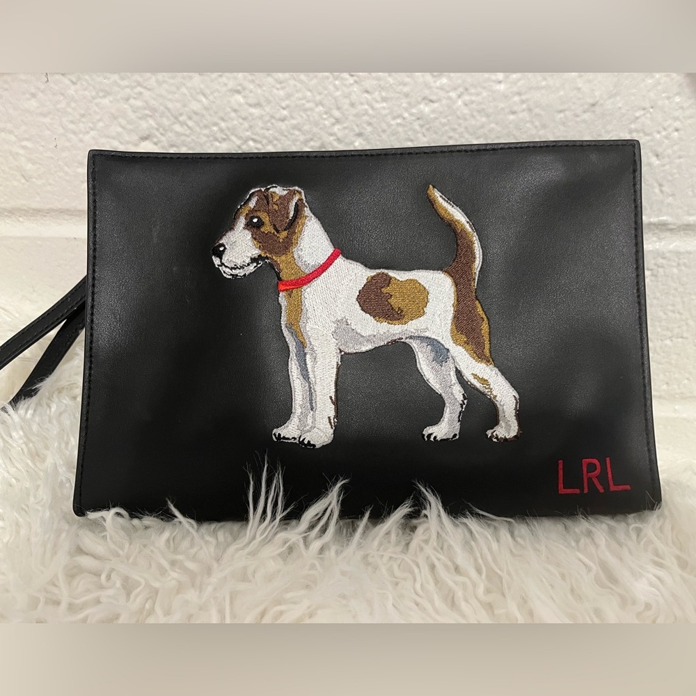 Ralph Lauren Black Dog Embroidered wristlet bag
